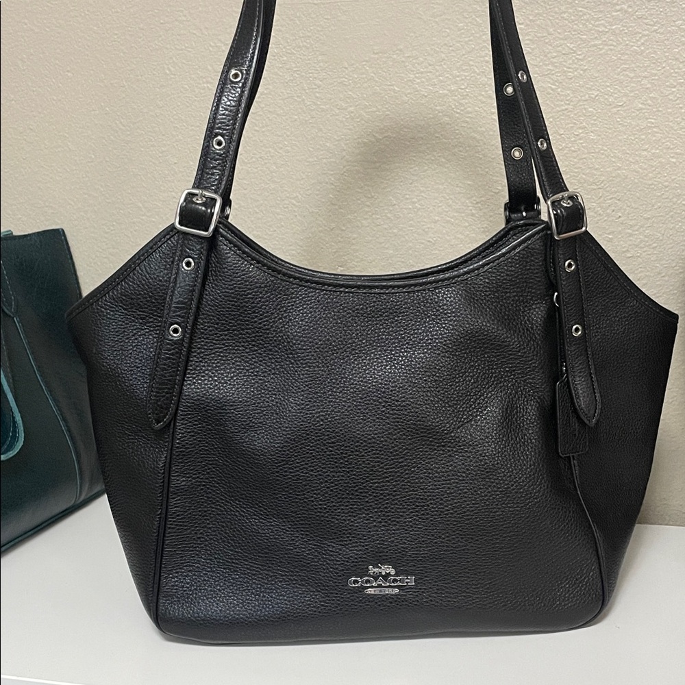 Coach Black Pebbled Leather Shoulder Bag